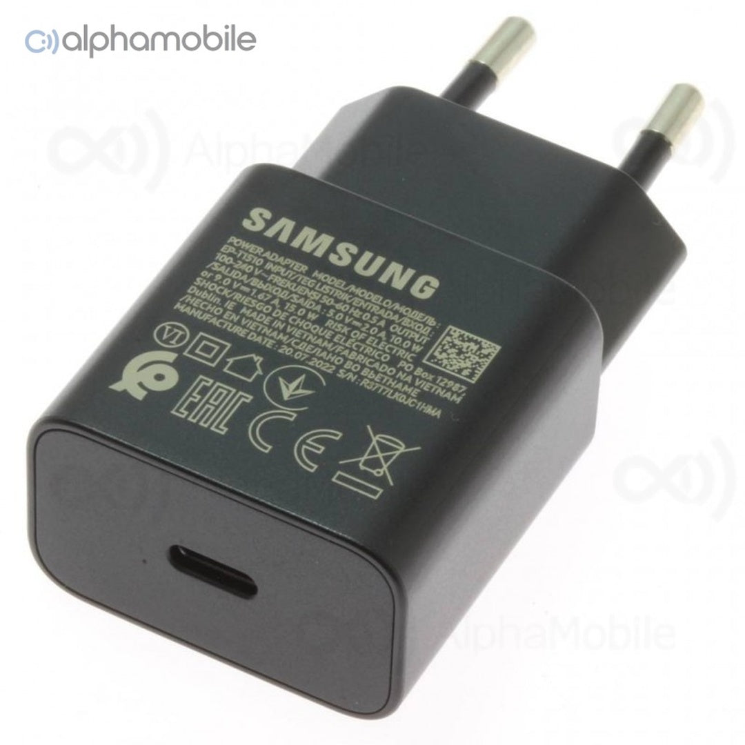 CARICABATTERIA DA RETE SAMSUNG SUPER FAST CHARGING 15W USB-C EP-T1510XBEGEU + CAVO TYPE-C BLACK