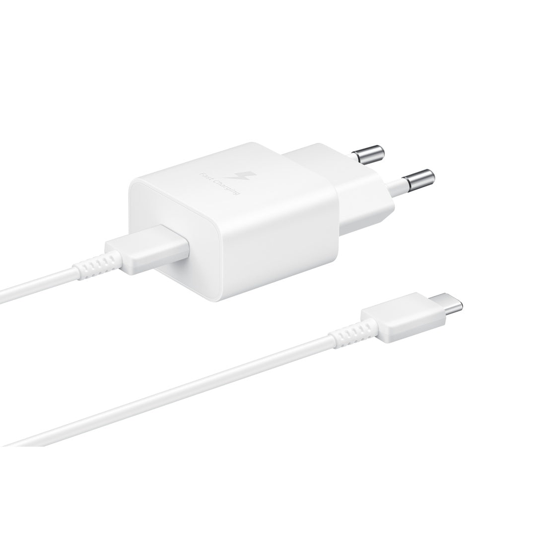 CARICABATTERIA DA RETE SAMSUNG SUPER FAST CHARGING 15W USB-C EP-T1510XWEGEU + CAVO TYPE-C WHITE